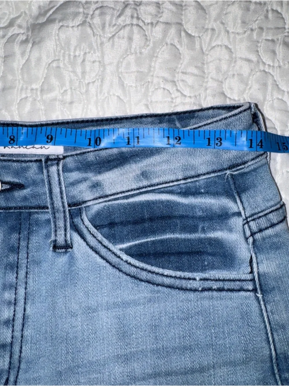 KanCan Classic High-Rise Frayed Hem Denim Shorts - Blue - Picture 6 of 7